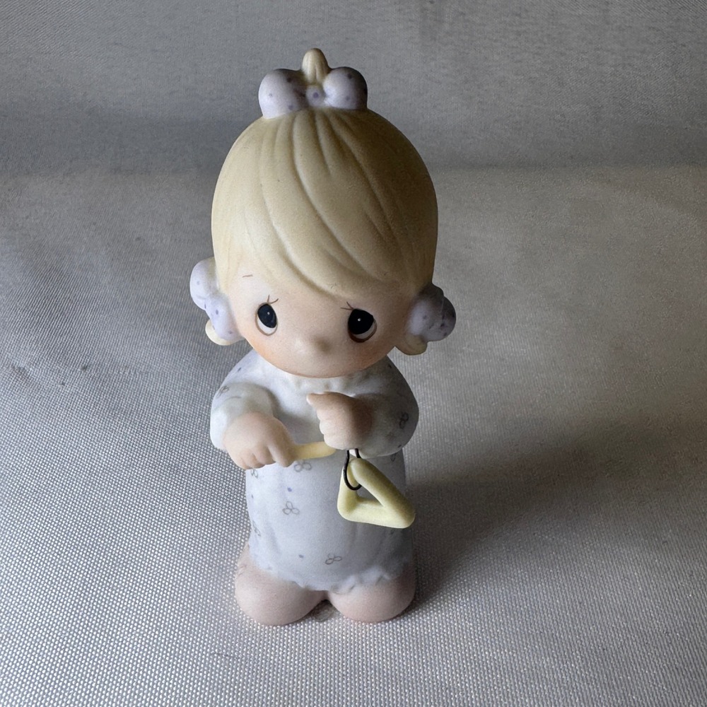 Precious Moments 12173 There's a Song in My Heart Girl Triangle Figurine 1984